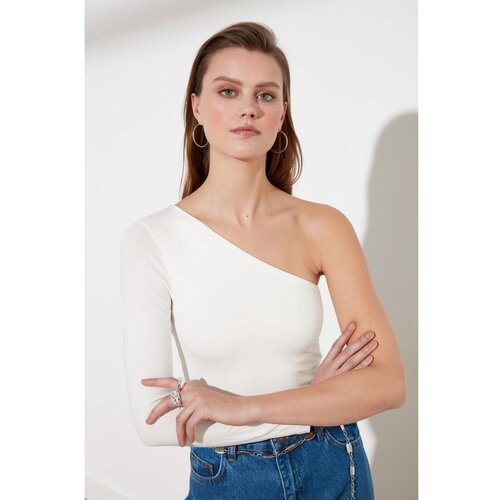 Trendyol Ecru One-Shoulder Knitted Blouse Slike
