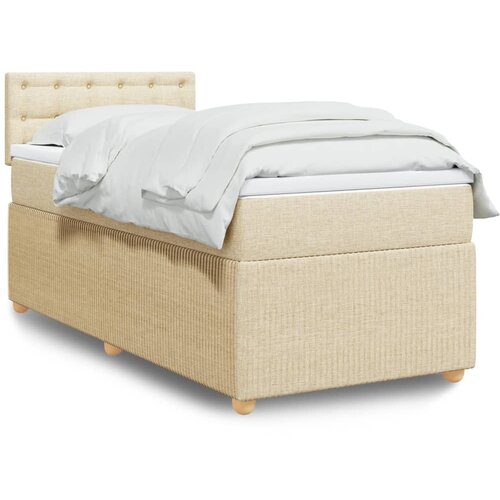vidaXL Box spring postelja z vzmetnico krem 90x200 cm blago Cene