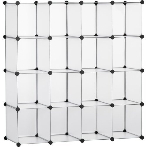 HOMCOM Modularna notranja omara za čevlje z varčevanjem s prostorom, 16 kock iz PP plastike in jekla 30x30x30cm, 125x32x125cm, prozorna, (20746072) Cene