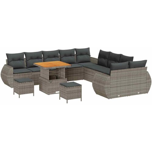 vidaXL Vrtna sedežna garnitura z blazino 13 pcs Siva 80 x 80 x 71 cm, (5000020597) Cene