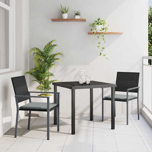  Vrtni set za objed 3 pcs Crna i svijetlo siva PE ratan Cijene