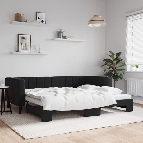 VidaXL Izvlečna dnevna postelja črna 90x200 cm žamet Slike