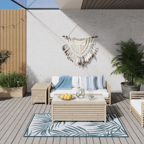 vidaXL Zunanja preproga modra in bela 80x150 cm dvostranski dizajn Cene
