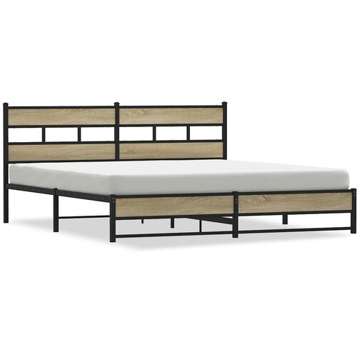 Maison Chic Kovinski Posteljni okvir - Dvoposteljna postelja - Zakonska postelja brez vzmetnice sonoma hrast 183x213 cm, (21694412) Cene