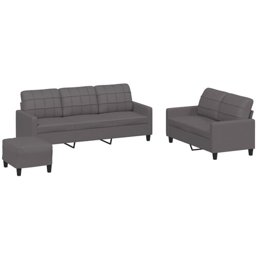 Maison Chic Sedežna garnitura - kavč 3-delna z blazinami sivo umetno usnje, (21728998) Cene