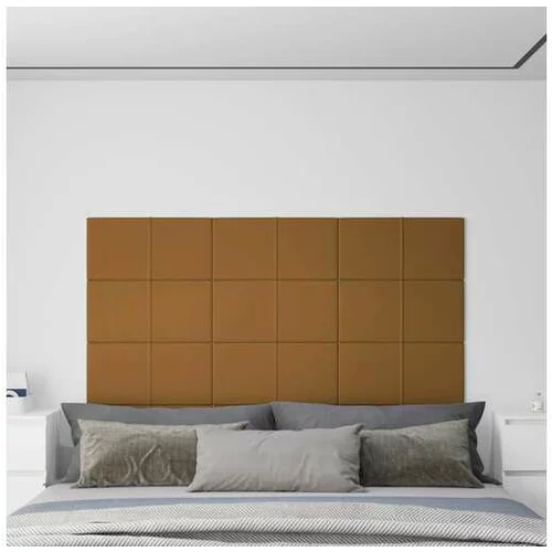  Stenski paneli 12 kosov rjavi 60x30 cm žamet 2,16 m²