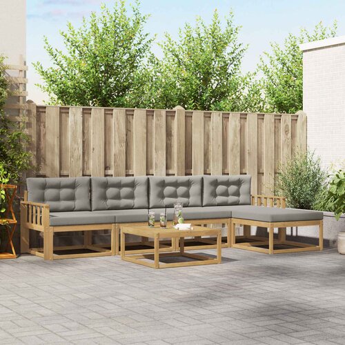  Set vanjskih sofa 6 kom. Bijela i svjetlosiva Poliester Cene