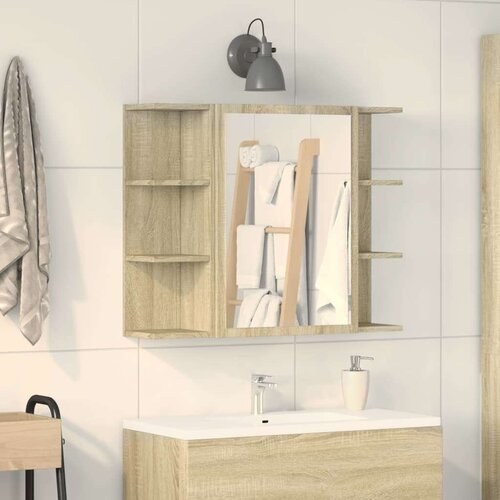 vidaXL Kopalniška omarica z ogledalom sonoma hrast 80x20,5x64 cm Cene
