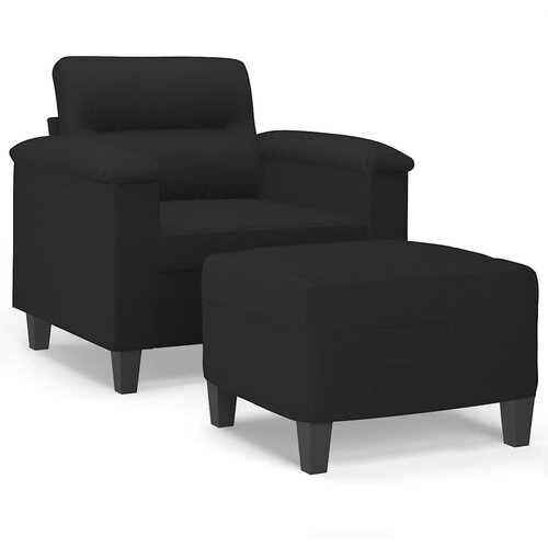  Fotelja s tabureom crna 60 cm od mikrovlakna Slike