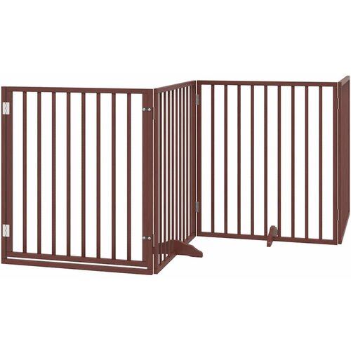 vidaXL Pasja vrata z vrati, zložljiva, 4 panela, rjava, 320 cm, topolov les, (5000157497) Cene