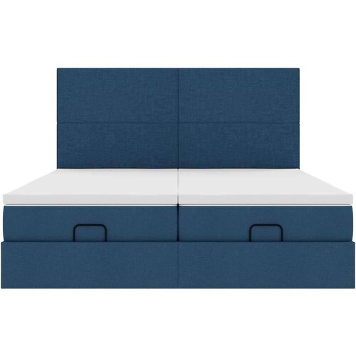  Otomanski okvir kreveta s madracima plavi 200x200cm tkanine Slike