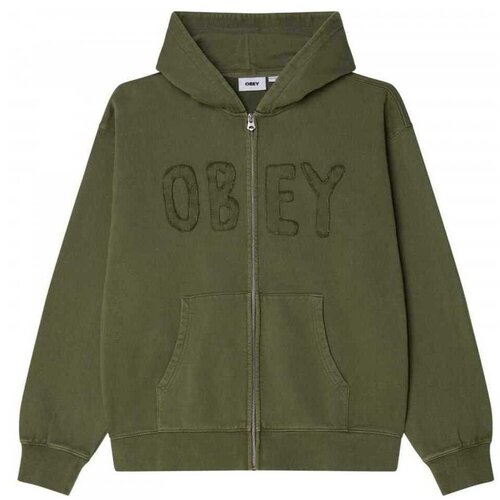 Obey Puloverji Hybrid faded zip hood Zelena Slike