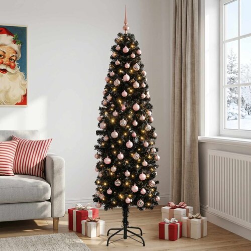  Umjetno usko božićno drvce s kuglicom 180 cm 300 LED lampica Cene