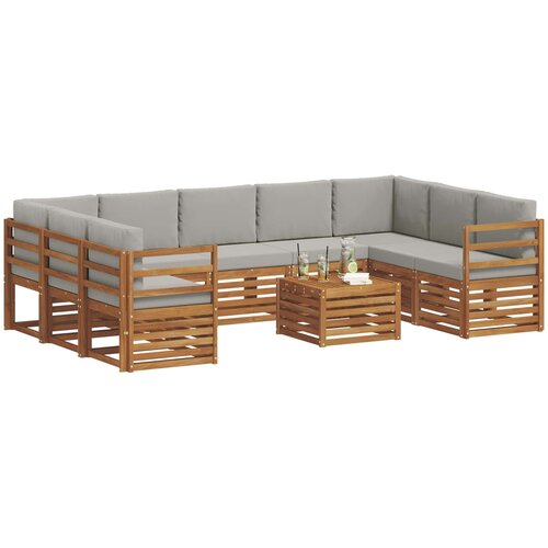  Set vanjskih sofa 10 kom. Prirodna i svjetlosiva Slike