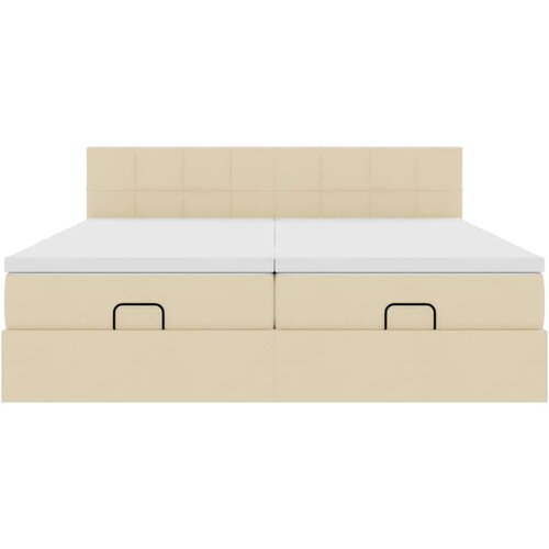 VidaXL otomanski okvir kreveta s madracima krem 200x200cm od tkanine Slike