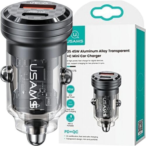 Usams POLNILEC C35 CAR USB USB-C 45W HITRO POLNJENJE ZA AVTO TELEFONE, (5000337837) Cene