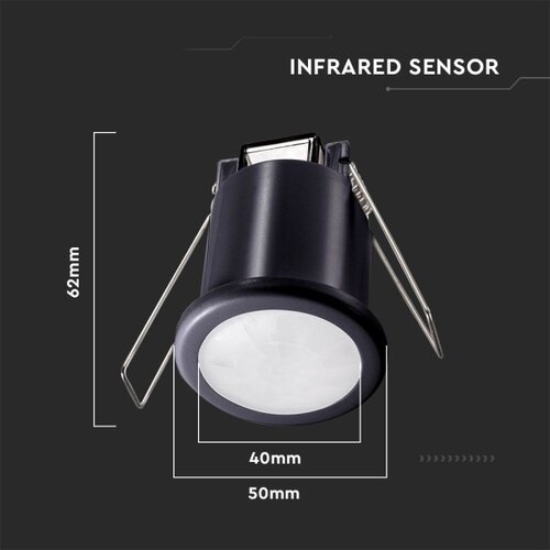  Ugradni pir senzor pokreta za spu&amp;scaron;teni plafon 360&amp;deg;, 400W/230V, crne boje Slike