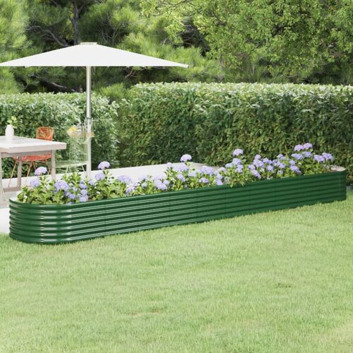 vidaXL Visoka greda iz prašno premazanega jekla 440x80x36 cm zelena Cene