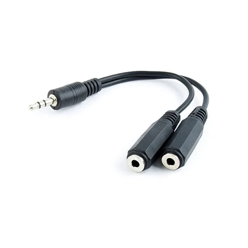 Audio kabl spliter, 3,5mm stereo to 2x3,5mm stereo, 10cm, GEMBIRD CCA-415-0.1M, black