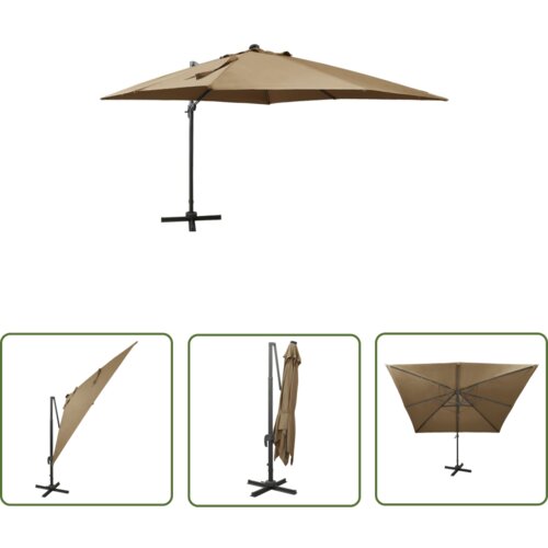  The Living Store Vrtni senčnik z LED lučkami taupe 300 cm - Previsni Senčnik, (21742910) Cene