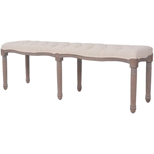VidaXL Klupa od tkanine i masivnog drva 150x40x48 cm krem bijela Slike