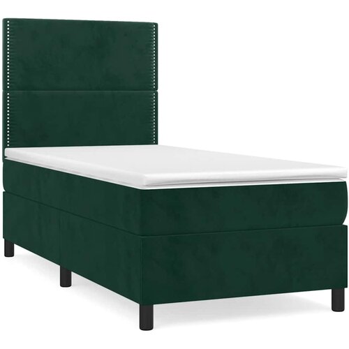 Box spring krevet s madracem tamnozeleni 90x190 cm bar&amp;scaron;unasti Slike