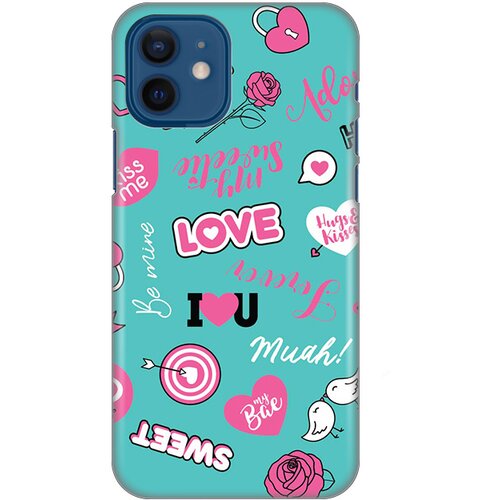 Silikonska maska za iPhone 12 6.1 Love Print tirkizna Slike