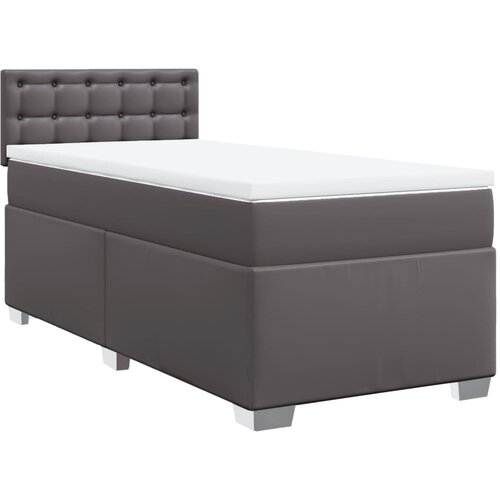 vidaXL box spring postelja z vzmetnico siva 100x200 cm umetno usnje, (21306750) Cene