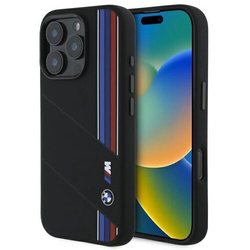 BMW SILIKONSKI OVITEK CUT TRICOLOR LINES ZA MAGSAFE ZA IPHONE 16 PRO MAX - ČRN, (21898267) Cene