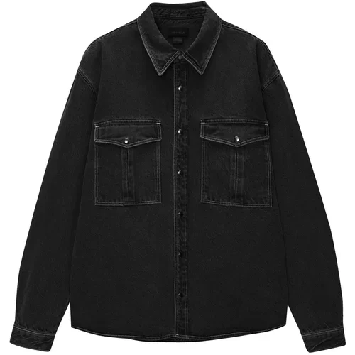 Pull&Bear Prehodna jakna črn denim