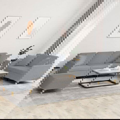 vidaXL Sedežna garnitura 3-delna z vzglavniki svetlo sivo blago Cene