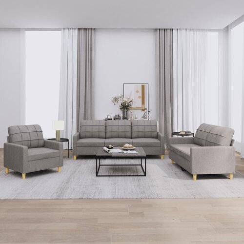  3-dijelni set sofa s jastucima smeđesivi od tkanine Tupe Cijene