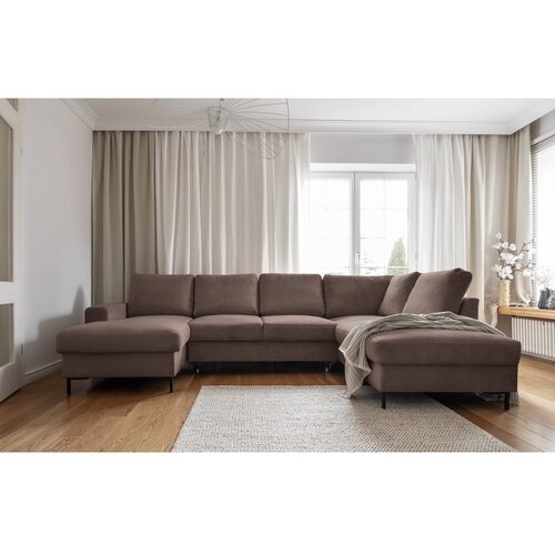 Miuform Smeđa sklopiva kutna garnitura od samta (s desnim kutom) Lofty Lilly &amp;ndash; Slike
