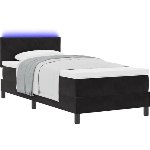 vidaXL Uzglavni krevet s madracem i LED-om Crna 90x200 cm Baršun Cene