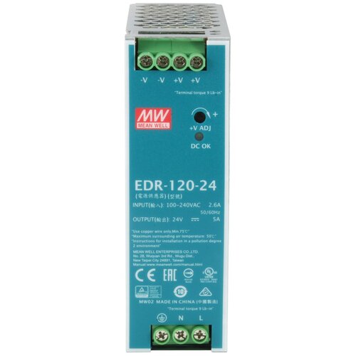  LevelOne 24V DC Industrial Power Supply, 120W, DIN-Rail Cijene