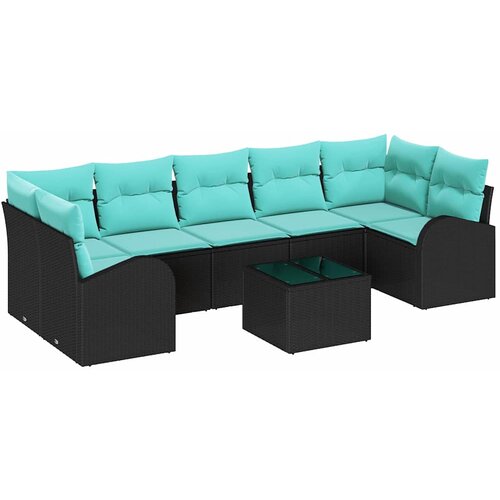  Sjedeća garnitura za vrt 8 kom. 7-Broj sjedala Crna i Tirkizna 289 x 124 x 69 cm Slike
