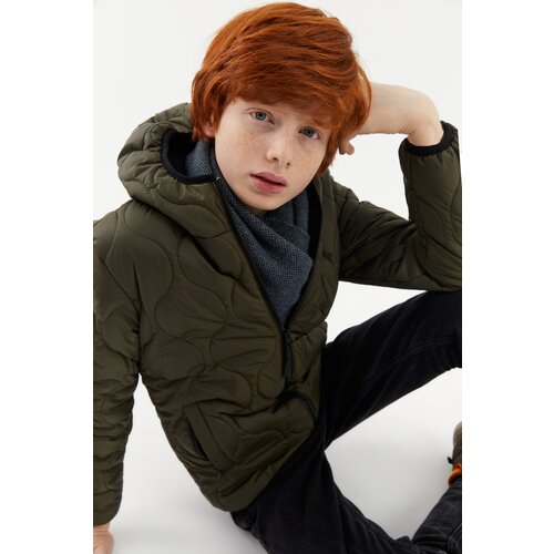 River Club Boys Onion Pattern Lined Water And Windproof Khaki Hooded Coat. Cene