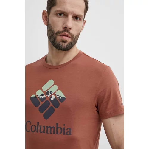 Columbia Bombažna kratka majica rdeča barva