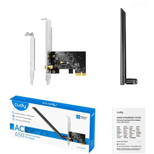 Cudy WE650, AC650 bezicni pci-e adapter sa dva opsega, 433 mbps + 200 mbps ,dual-band wi-fi 5 Cene