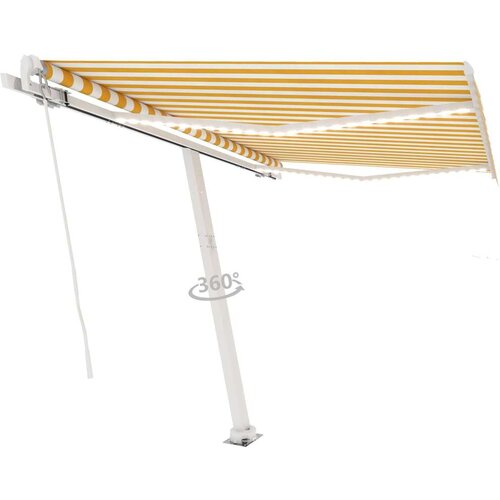 Tenda na ručno uvlačenje s LED svjetlom 350x250 cm žuto-bijela Cijene