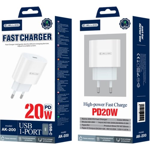 Jellico AK200 PD 20W STENSKI POLNILEC ZA IPHONE IN ANDROID TELEFONE Z USB-C, (5000337766) Slike