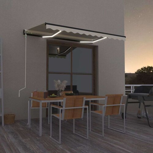  Automatska tenda sa senzorom za vjetar LED 350x250 cm krem Cijene