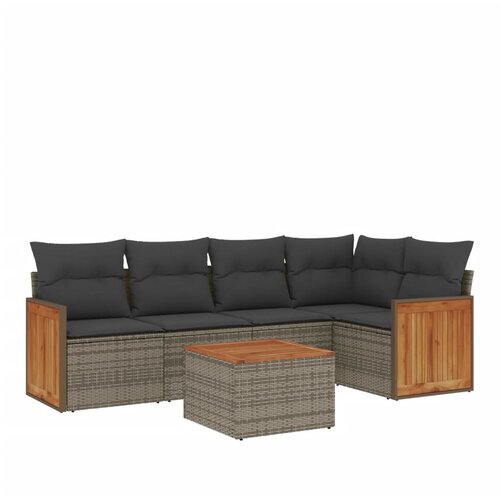  6-dijelni set vrtnih sofa od poliratana s jastucima sivi Slike