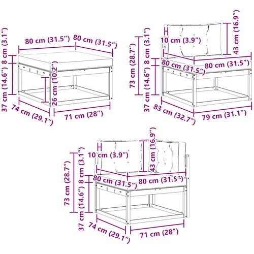  Set vanjskih sofa s jastukom 5 pcs Bijela i antracit Poliester Slike