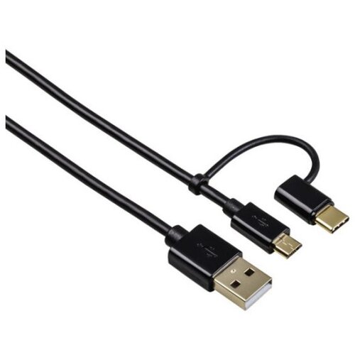 Hama 2u1 Micro USB kabl sa USB-C adapterom, pozlata, 1m Cene