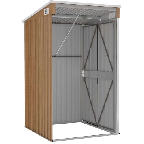 VidaXL Zidno vrtno spremi&amp;scaron;te smeđe 118 x 100 x 178 cm pocinčani čelik Slike