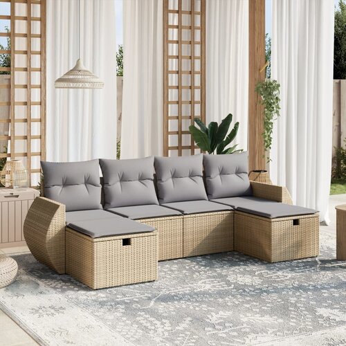  6-dijelni set vrtnih sofa od poliratana s jastucima Slike