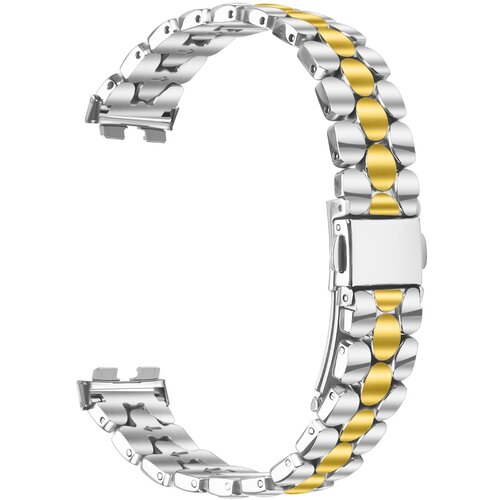 INF združljiv z huawei band 8/9/10: eleganten jeklen biserni zapestnica silver+gold, (5000116428) Cene