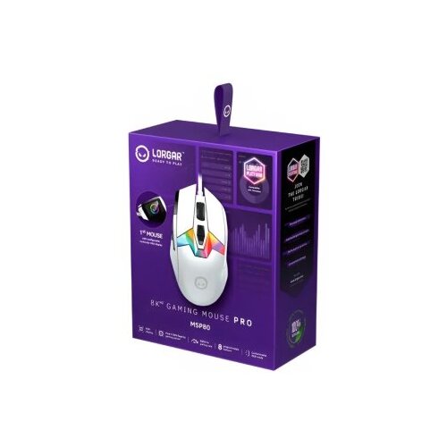 Lorgar MSP80, 8000 Hz Gaming Mouse Pro, White Slike