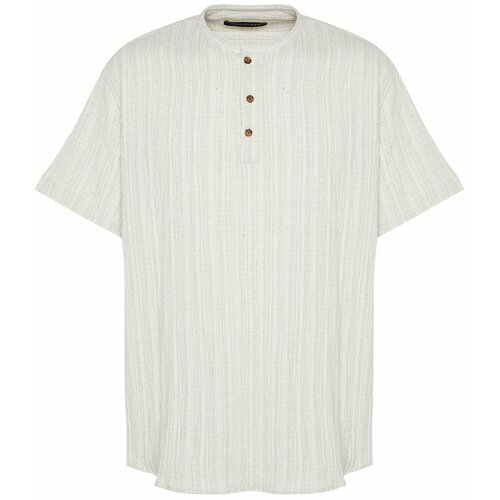 Trendyol Ecru Men's Linen Content Oversize Fit Shirt Cene